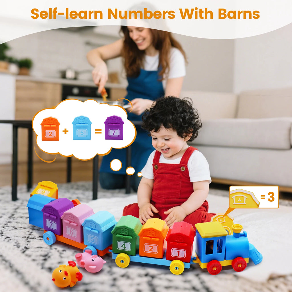 Farm Train/Surprise Party Set for Toddlers Learning Counting, Matching & Sorting Fine Motor Skills.