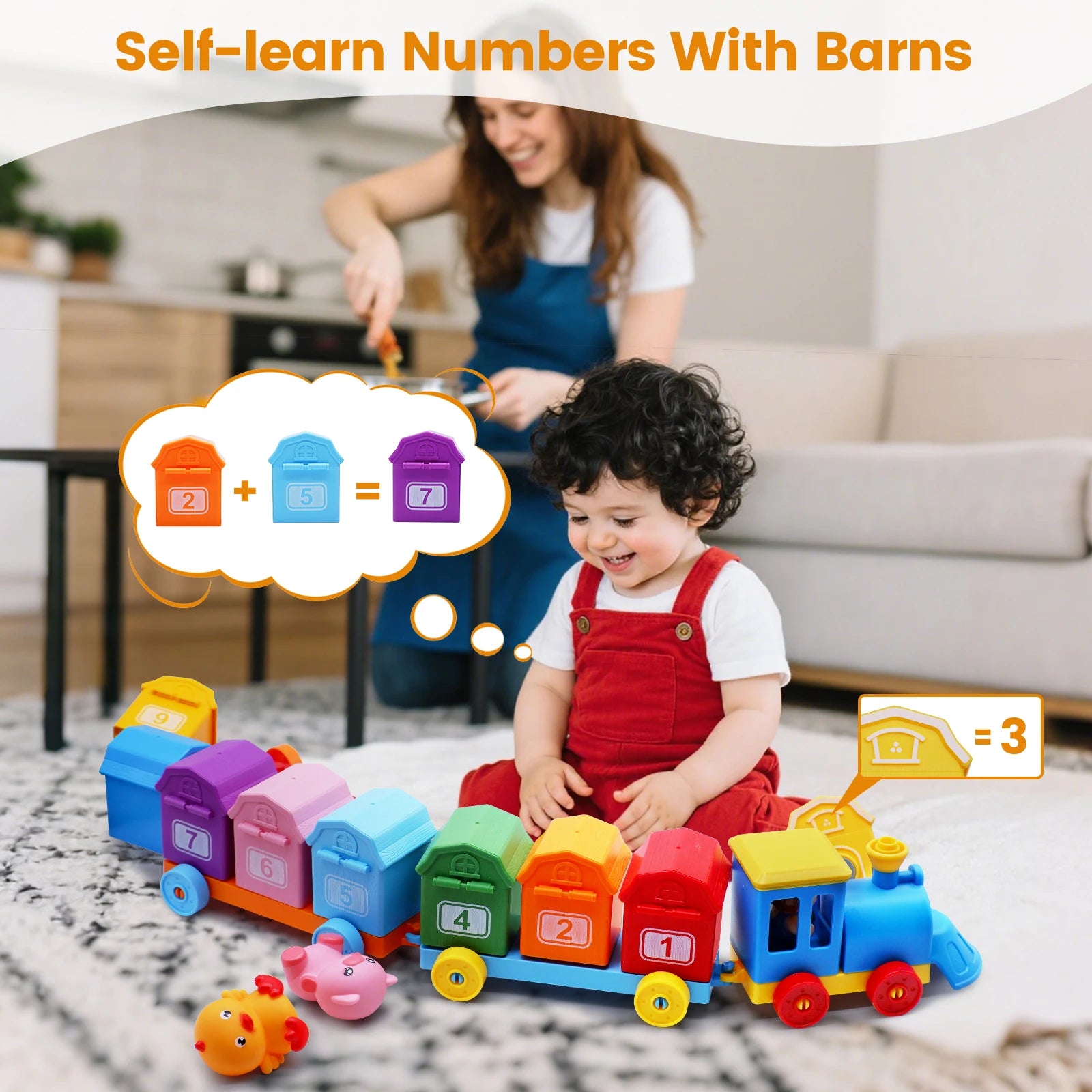 Farm Train/Surprise Party Set for Toddlers Learning Counting, Matching & Sorting Fine Motor Skills.