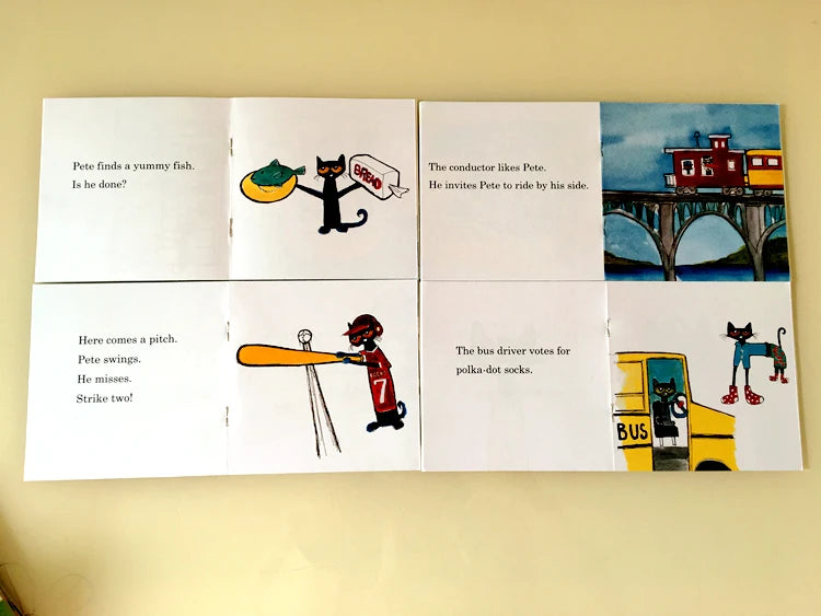 12 Books/Set I Can Read Pete The Cat English Picture Books Children Story Book Early Educaction Pocket Reading Book