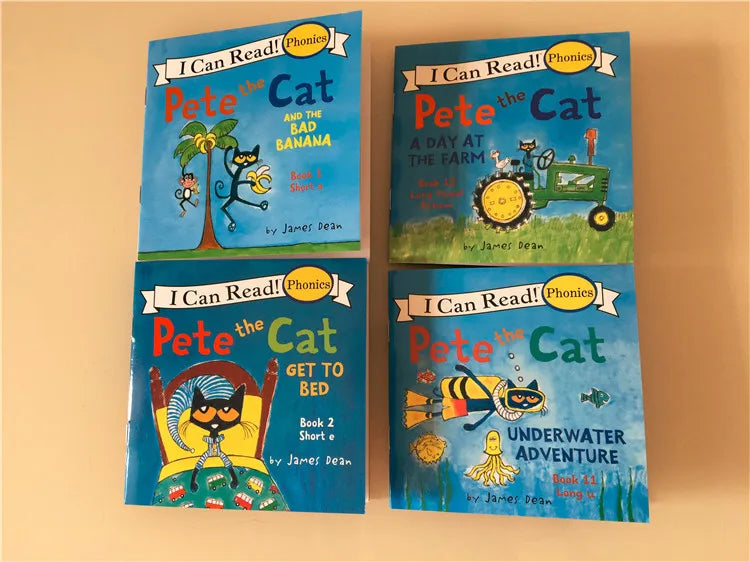12 Books/Set I Can Read Pete The Cat English Picture Books Children Story Book Early Educaction Pocket Reading Book