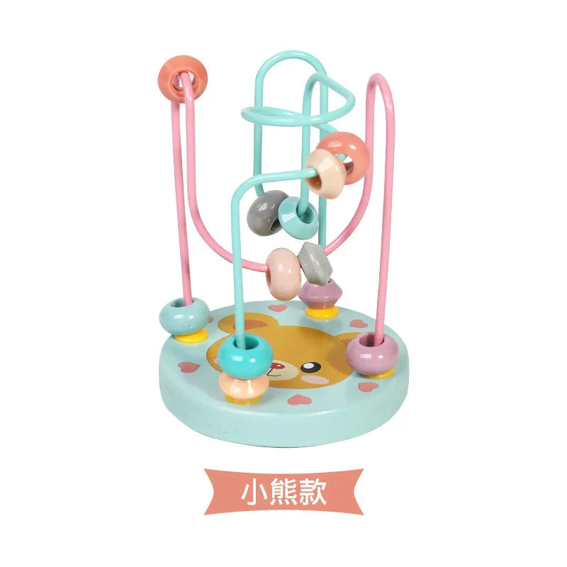 Toddler Bead Maze Math Toy Wooden Mini Circles Roller Coaster