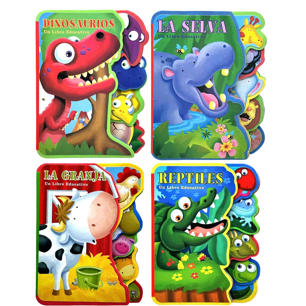 Spanish Children's Sponge Storybook 2-5 Years Cute Animal Illustrations Cognitive Enhancement