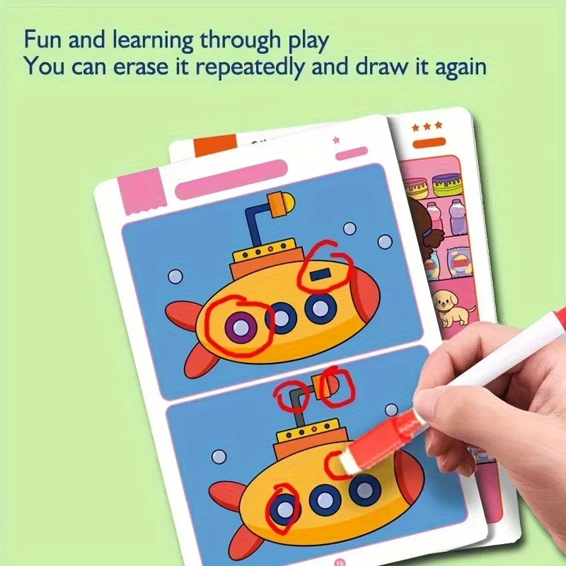 An educational finding game, reusable wiping paper for focus and attention training Painting books!