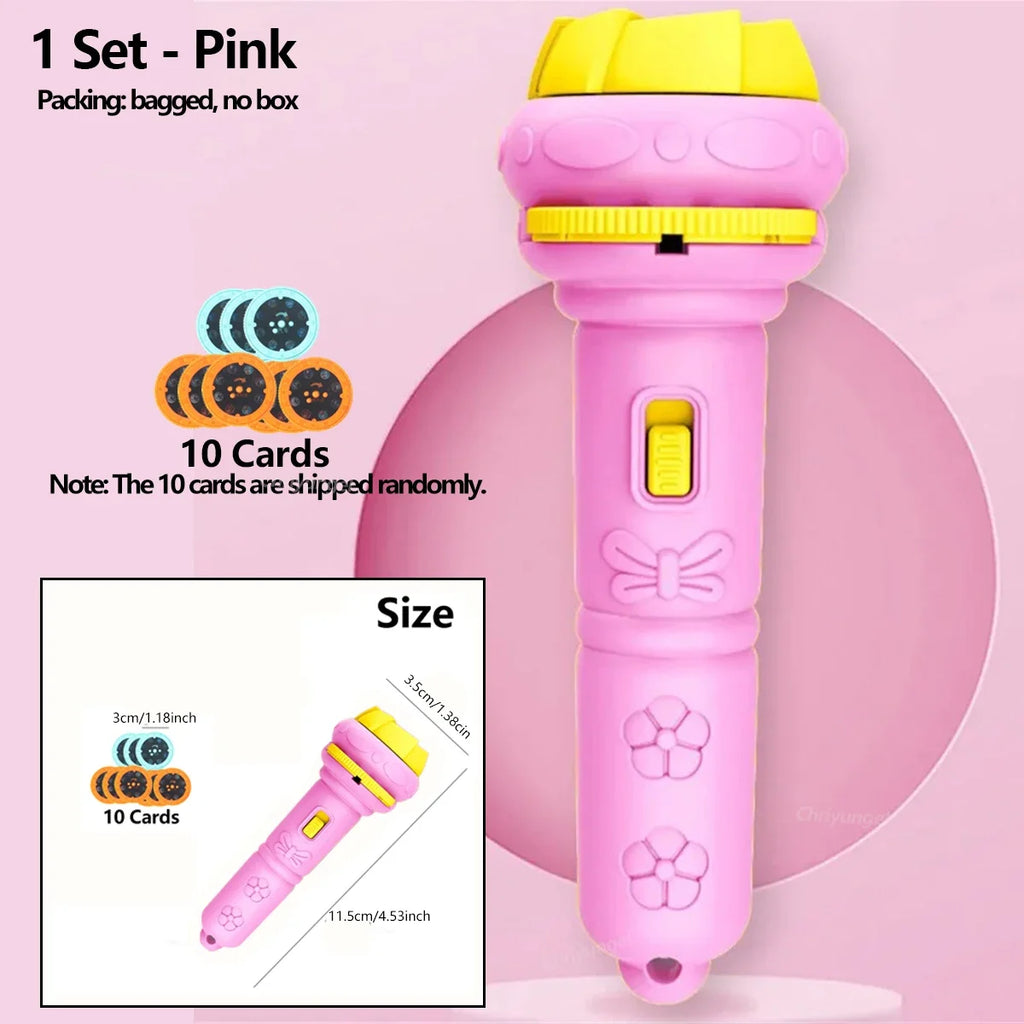 Flashlight with 10 Cards and 80 Image Cartoon Night Light Projector