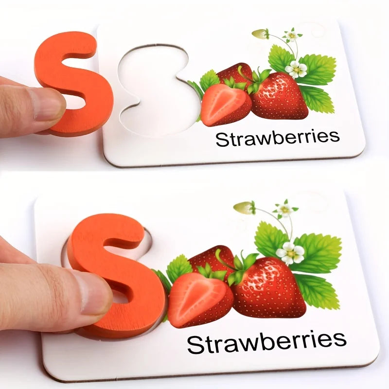 Colorful Wooden Alphabets with  Flash Cards