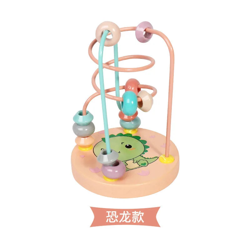 Toddler Bead Maze Math Toy Wooden Mini Circles Roller Coaster