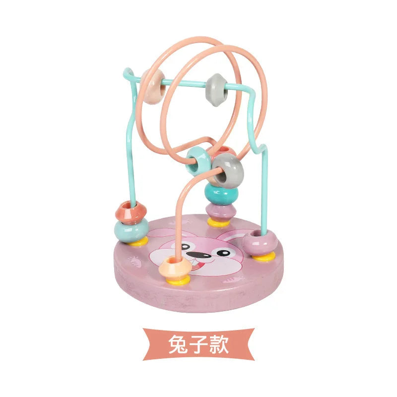 Toddler Bead Maze Math Toy Wooden Mini Circles Roller Coaster