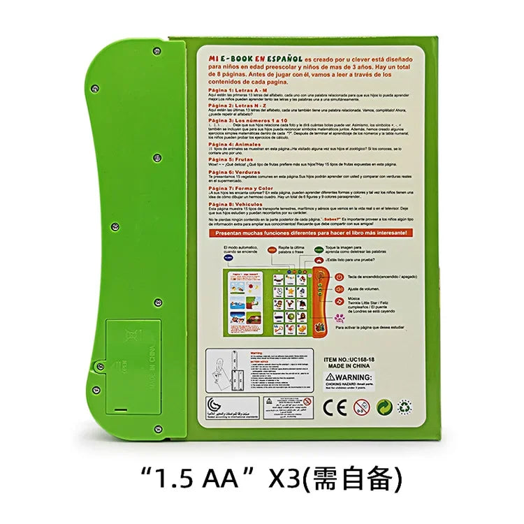 Spanish Learning E-Book with Interactive Voice Reading!