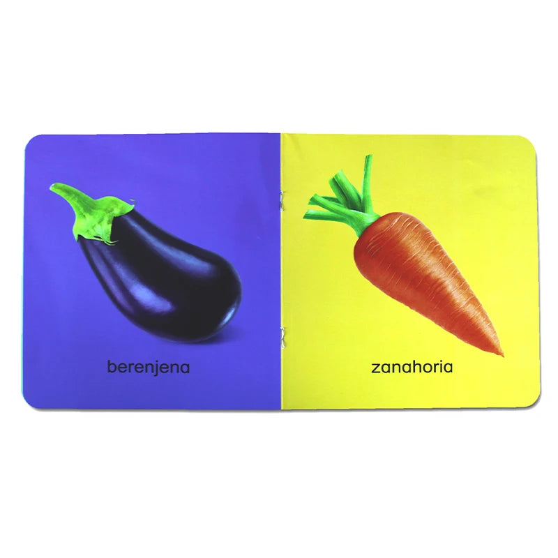12Pcs/set Children Learning Picture Books in Spanish. Shape/Animal/Vegetable/Fruit/Color/ Words for Kids Book
