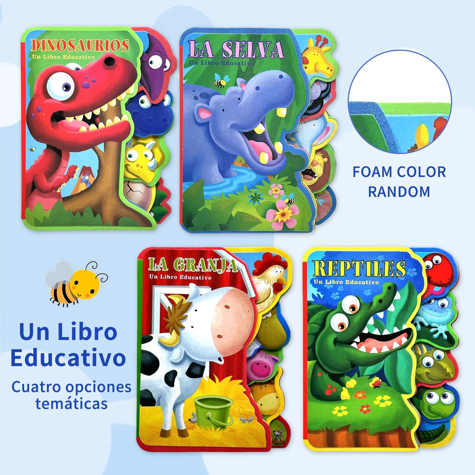Spanish Children's Sponge Storybook 2-5 Years Cute Animal Illustrations Cognitive Enhancement