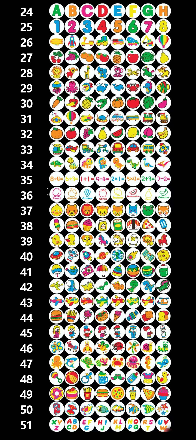 Flashlight with 10 Cards and 80 Image Cartoon Night Light Projector