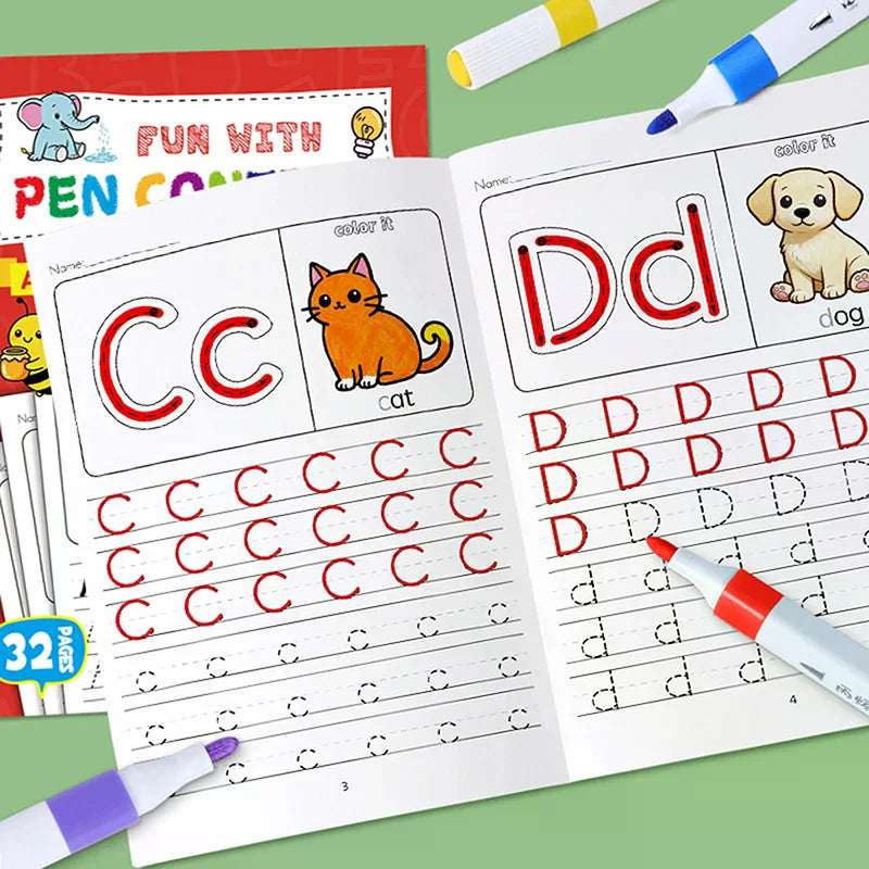 Children's Alphabet Practice Books A-Z Writing Practice Books, Learning Writing, Drawing Pages ActivitiesIllustration Book