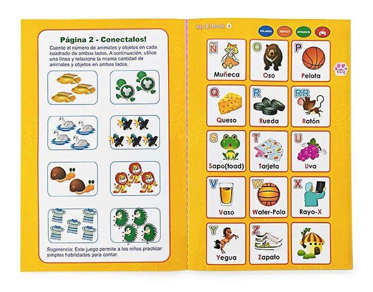 Spanish Learning E-Book with Interactive Voice Reading!