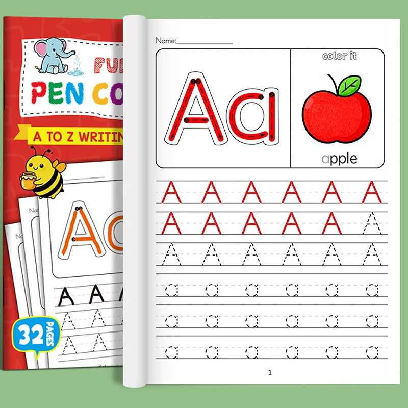Children's Alphabet Practice Books A-Z Writing Practice Books, Learning Writing, Drawing Pages ActivitiesIllustration Book