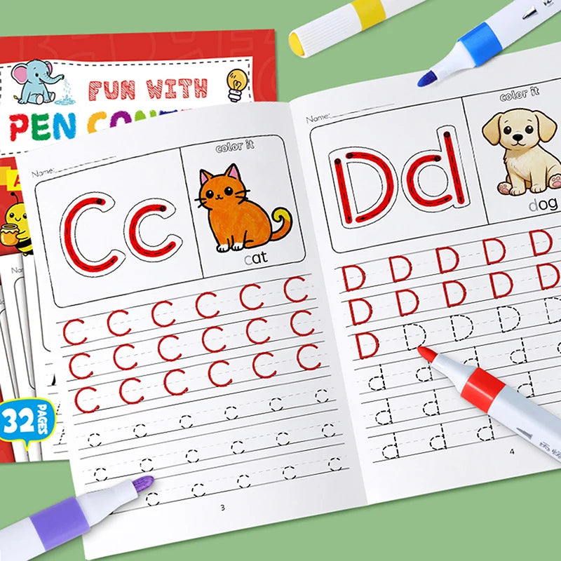 Children's Alphabet Practice Books A-Z Writing Practice Books, Learning Writing, Drawing Pages ActivitiesIllustration Book