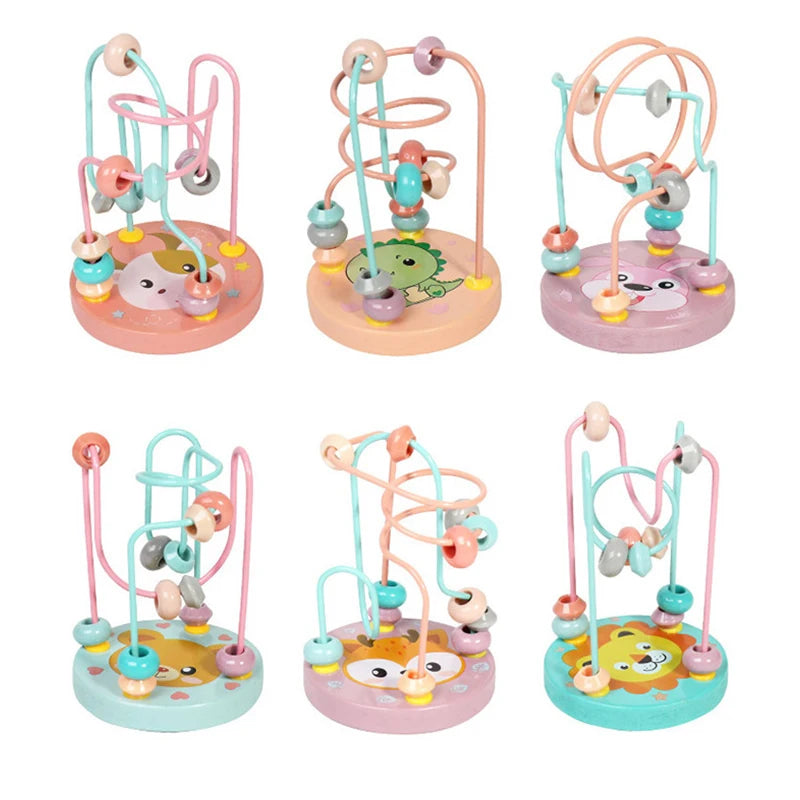 Toddler Bead Maze Math Toy Wooden Mini Circles Roller Coaster