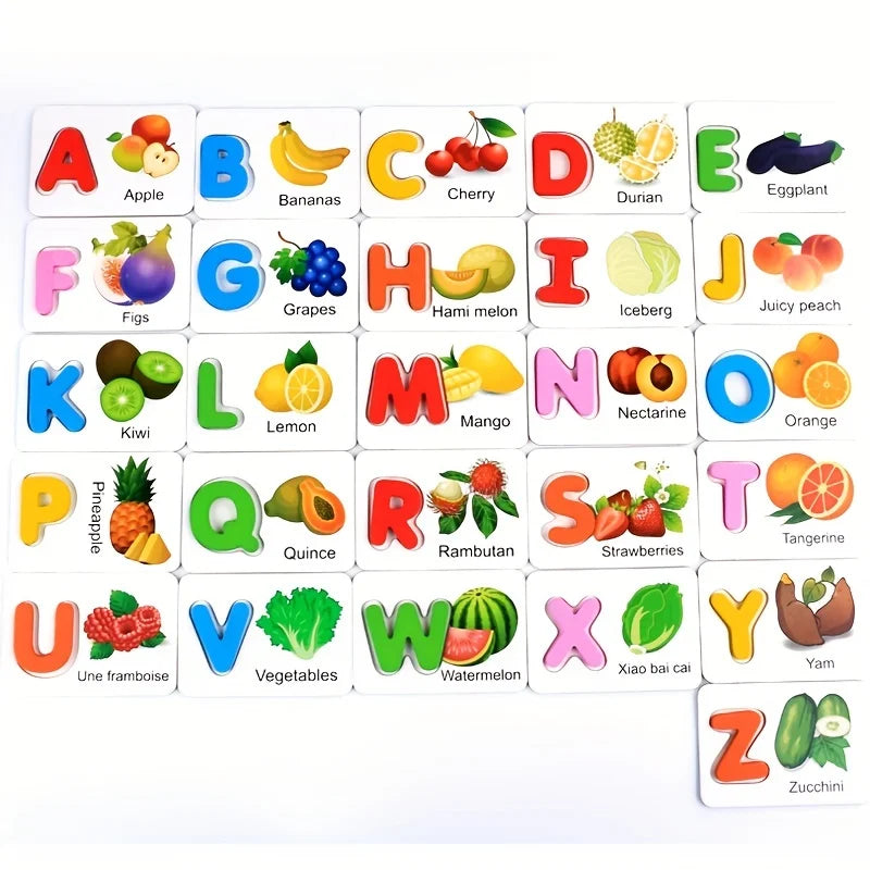 Colorful Wooden Alphabets with  Flash Cards