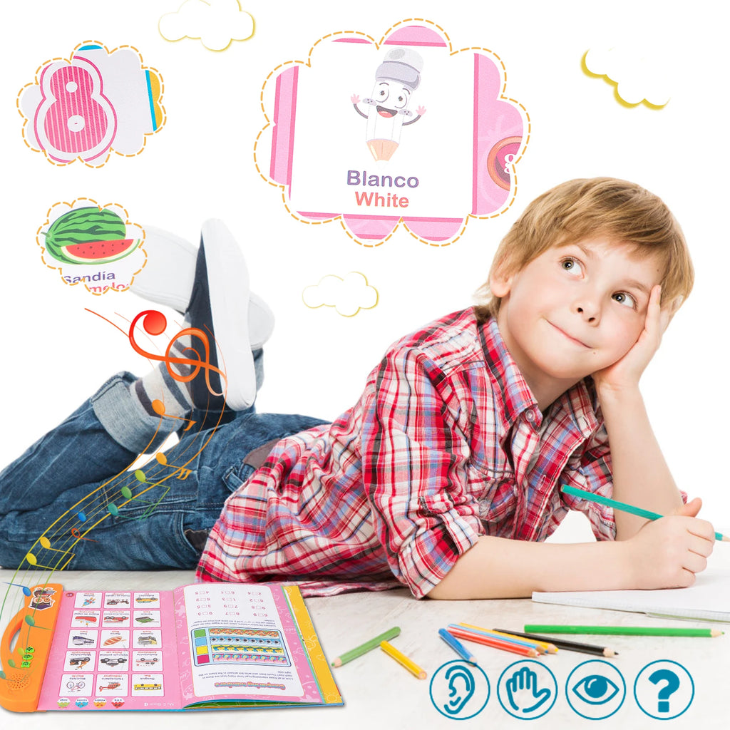 English Spanish Language Reading Book Multifunction Reading Machine Learning for Kid Early Education E-Book Teaching Toys Gifts