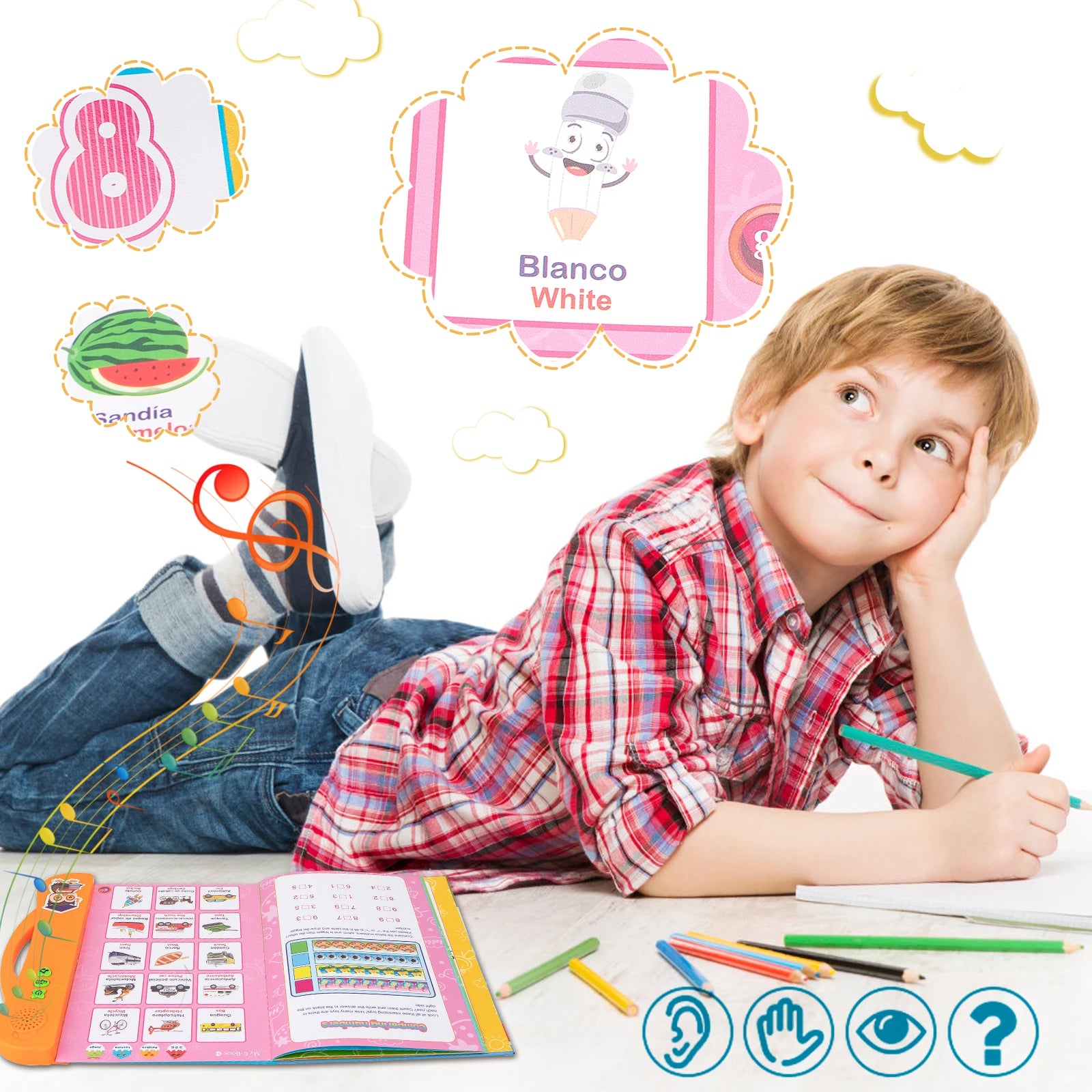 English Spanish Language Reading Book Multifunction Reading Machine Learning for Kid Early Education E-Book Teaching Toys Gifts