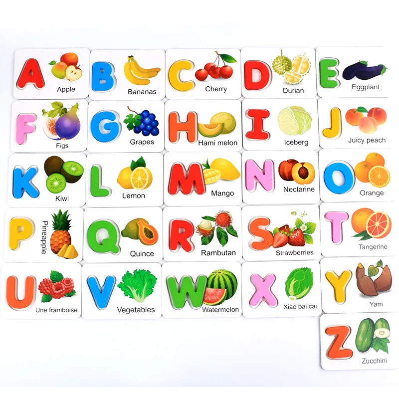 Colorful Wooden Alphabets with  Flash Cards