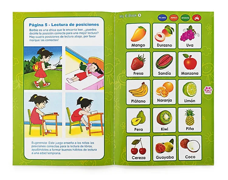 Spanish Learning E-Book with Interactive Voice Reading!