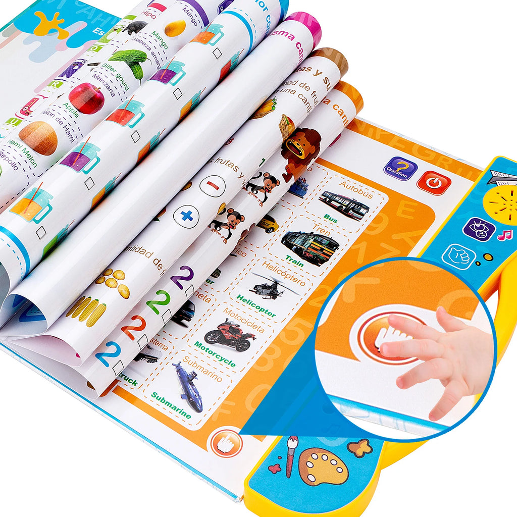 English Spanish Language Reading Book Multifunction Reading Machine Learning for Kid Early Education E-Book Teaching Toys Gifts