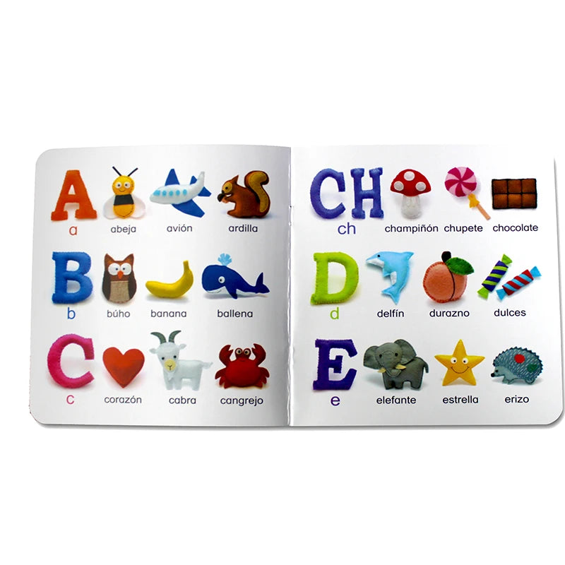 12Pcs/set Children Learning Picture Books in Spanish. Shape/Animal/Vegetable/Fruit/Color/ Words for Kids Book