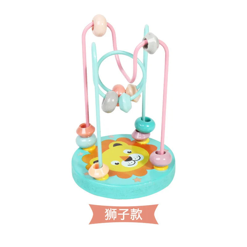 Toddler Bead Maze Math Toy Wooden Mini Circles Roller Coaster