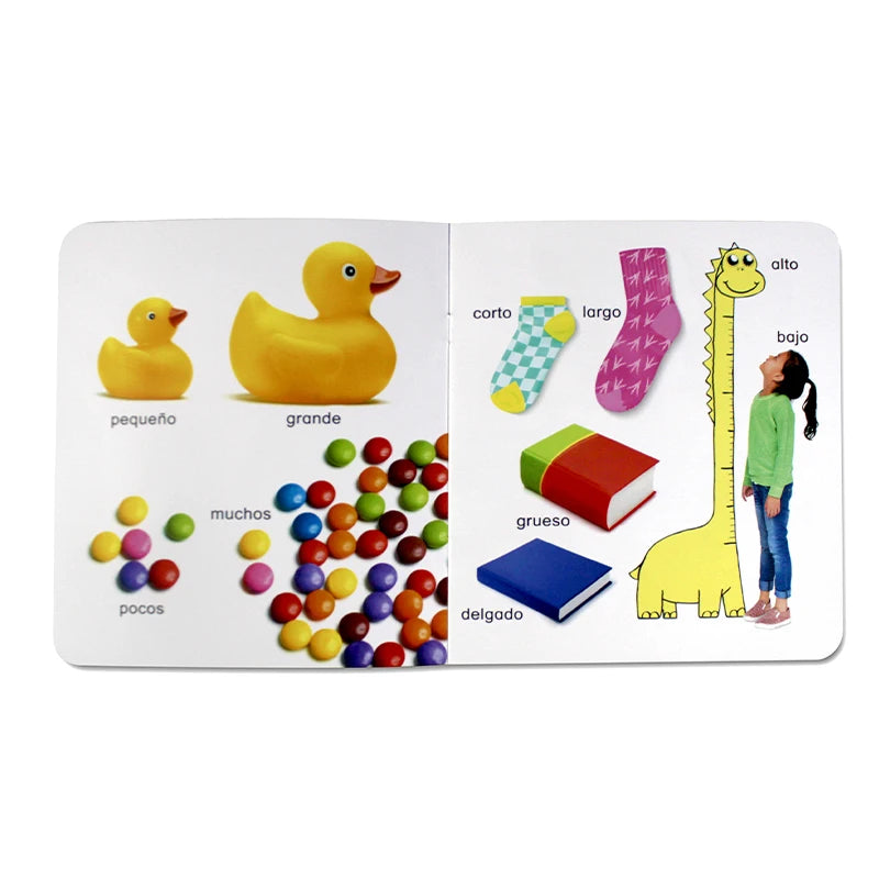 12Pcs/set Children Learning Picture Books in Spanish. Shape/Animal/Vegetable/Fruit/Color/ Words for Kids Book