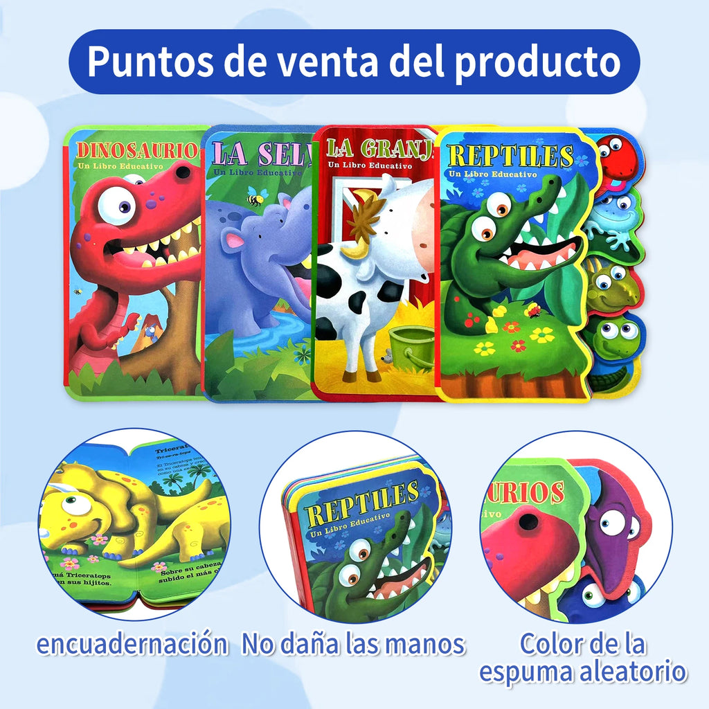 Spanish Children's Sponge Storybook 2-5 Years Cute Animal Illustrations Cognitive Enhancement