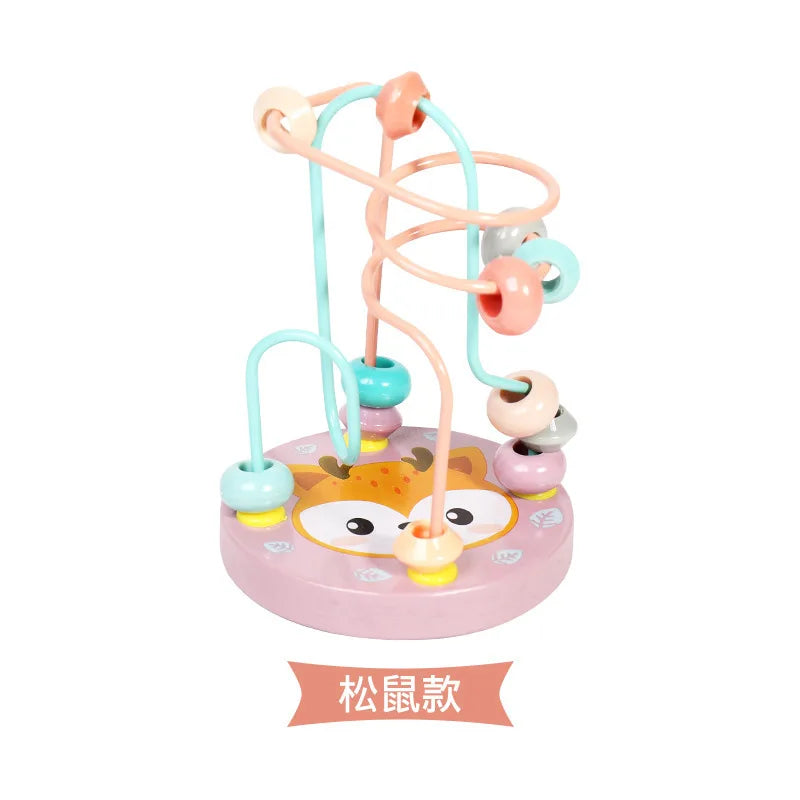 Toddler Bead Maze Math Toy Wooden Mini Circles Roller Coaster