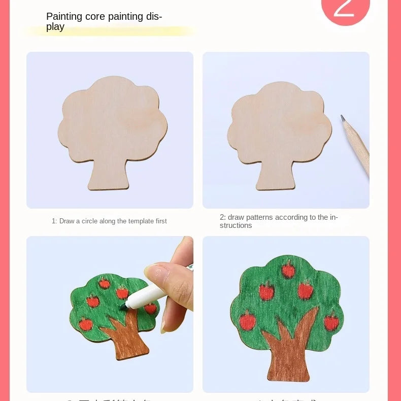 20pcs Kids Drawing Toys Wooden DIY Painting Template