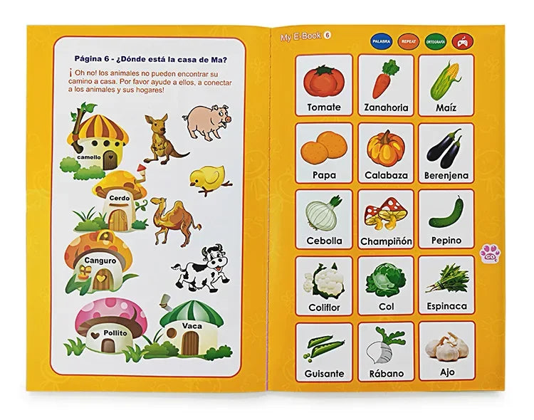 Spanish Learning E-Book with Interactive Voice Reading!