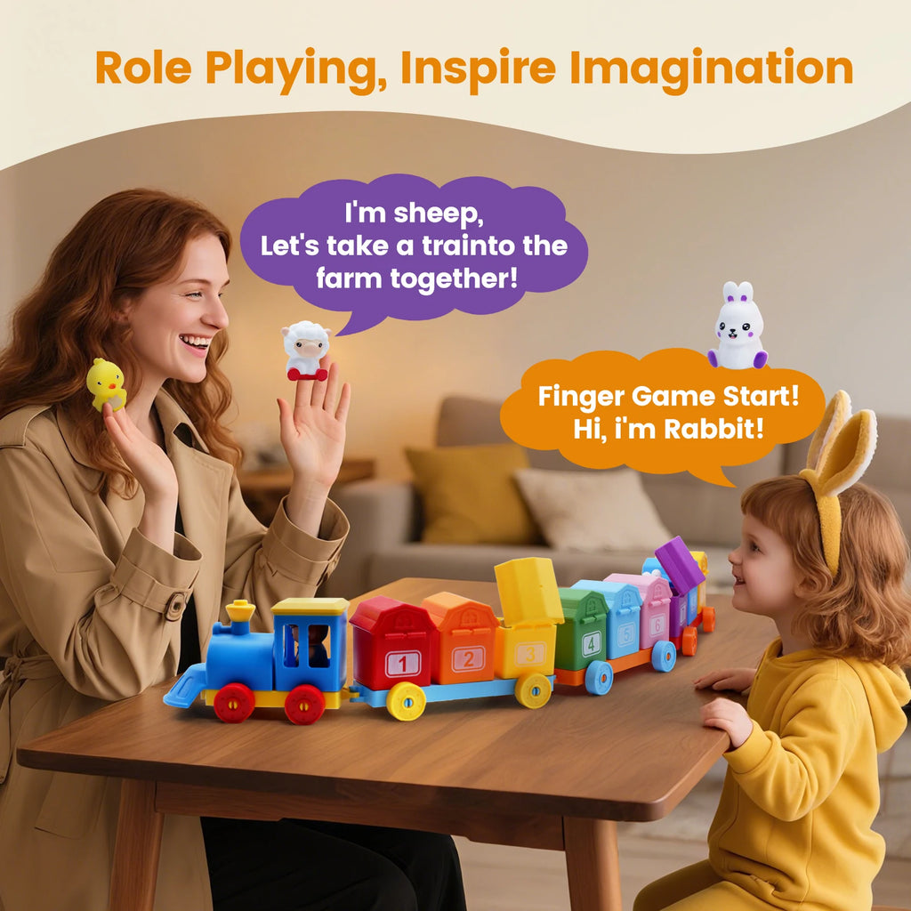 Farm Train/Surprise Party Set for Toddlers Learning Counting, Matching & Sorting Fine Motor Skills.