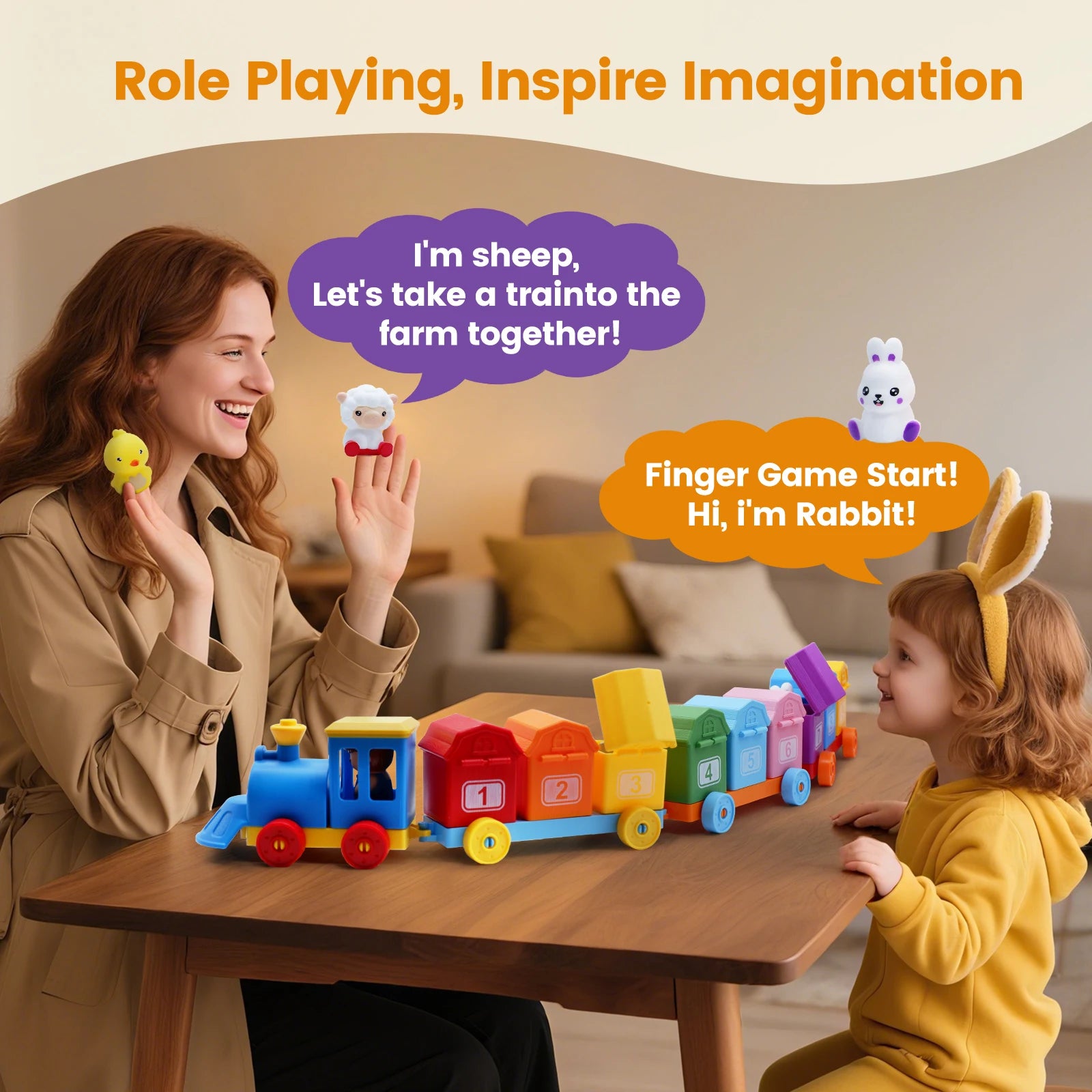 Farm Train/Surprise Party Set for Toddlers Learning Counting, Matching & Sorting Fine Motor Skills.