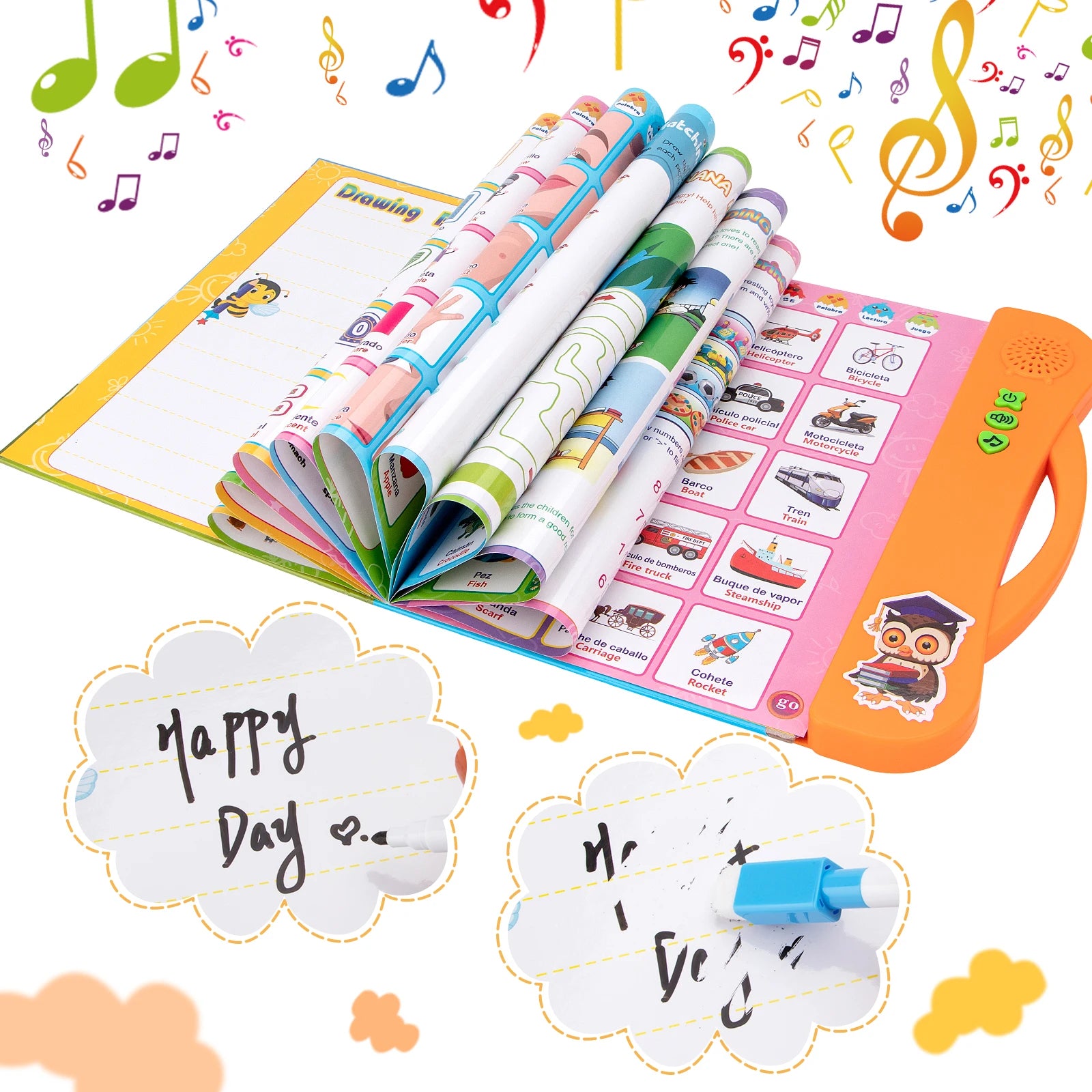 English Spanish Language Reading Book Multifunction Reading Machine Learning for Kid Early Education E-Book Teaching Toys Gifts