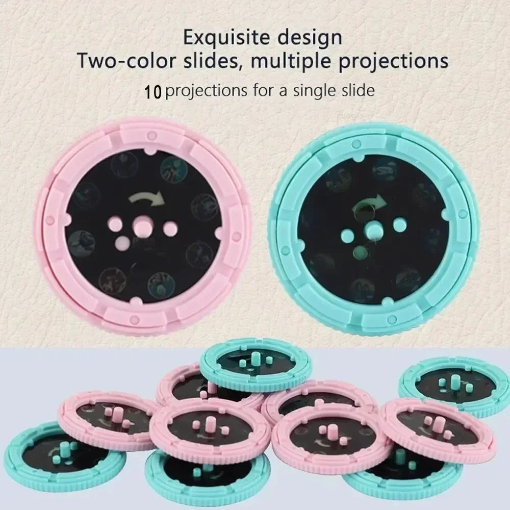 Flashlight with 10 Cards and 80 Image Cartoon Night Light Projector