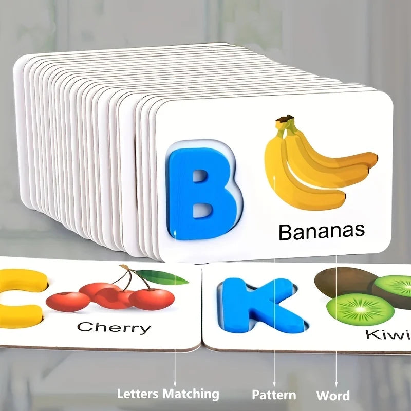 Colorful Wooden Alphabets with  Flash Cards