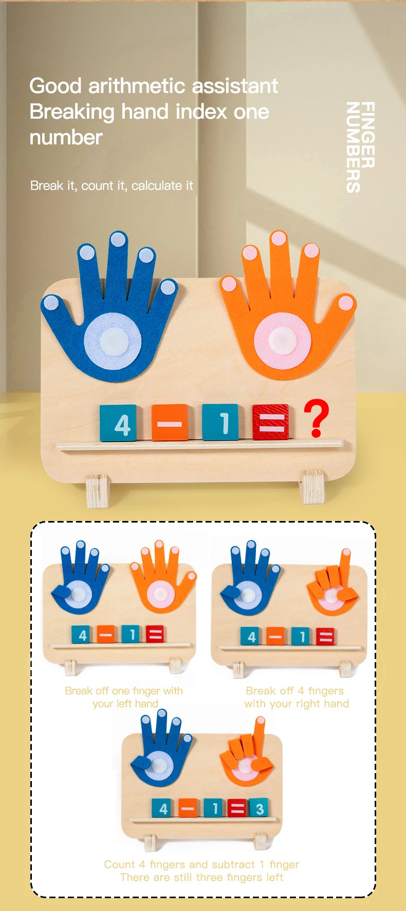 Math Finger Counting Wooden Number Math Learning Game