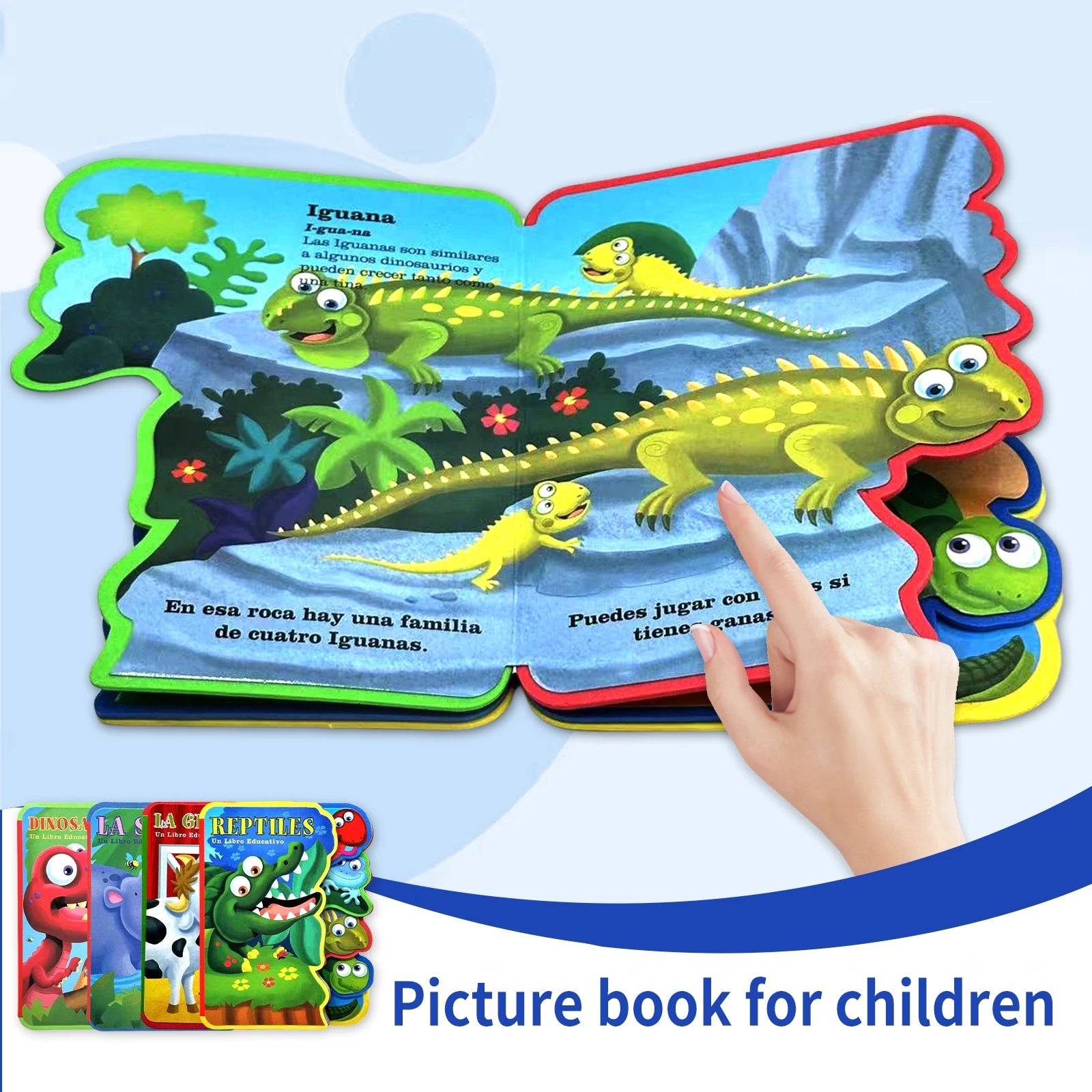 Spanish Children's Sponge Storybook 2-5 Years Cute Animal Illustrations Cognitive Enhancement