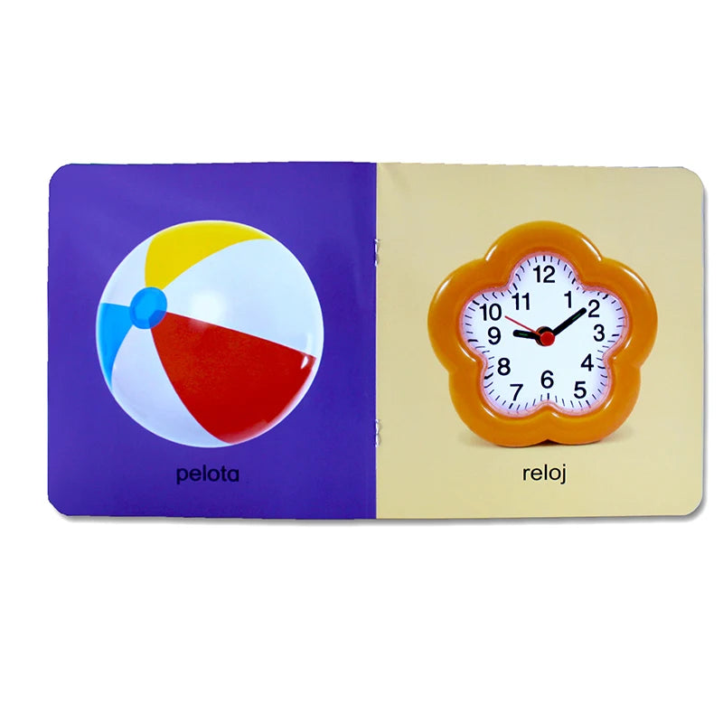 12Pcs/set Children Learning Picture Books in Spanish. Shape/Animal/Vegetable/Fruit/Color/ Words for Kids Book