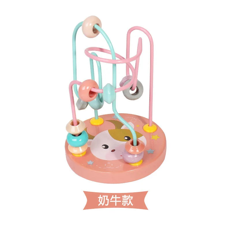 Toddler Bead Maze Math Toy Wooden Mini Circles Roller Coaster