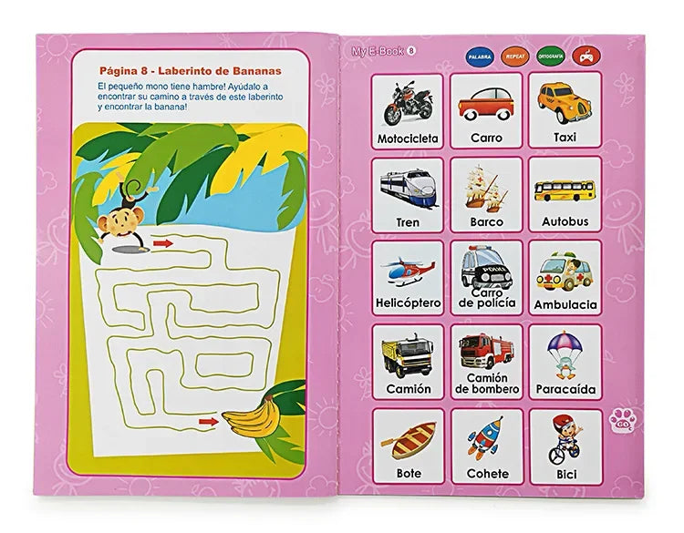 Spanish Learning E-Book with Interactive Voice Reading!