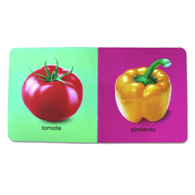 12Pcs/set Children Learning Picture Books in Spanish. Shape/Animal/Vegetable/Fruit/Color/ Words for Kids Book