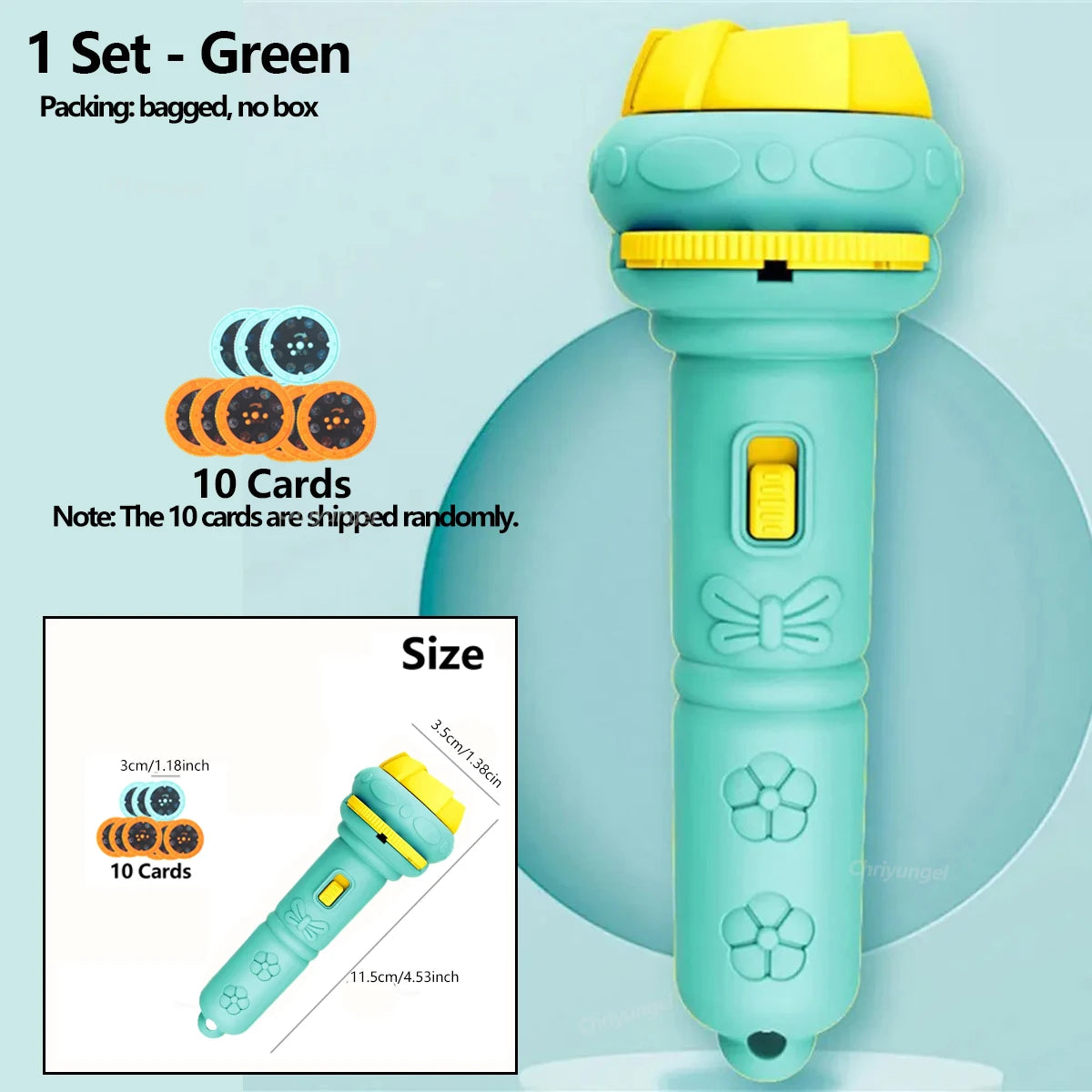 Flashlight with 10 Cards and 80 Image Cartoon Night Light Projector