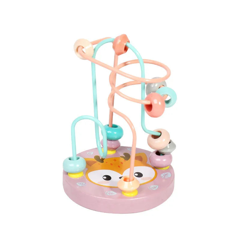 Toddler Bead Maze Math Toy Wooden Mini Circles Roller Coaster