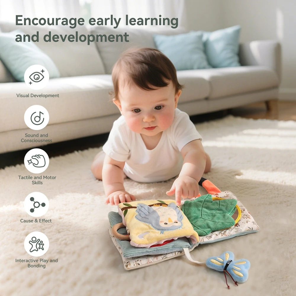 Baby Montessori Toy Soft Baby Book 3D Touch Feel High Contrast Cloth