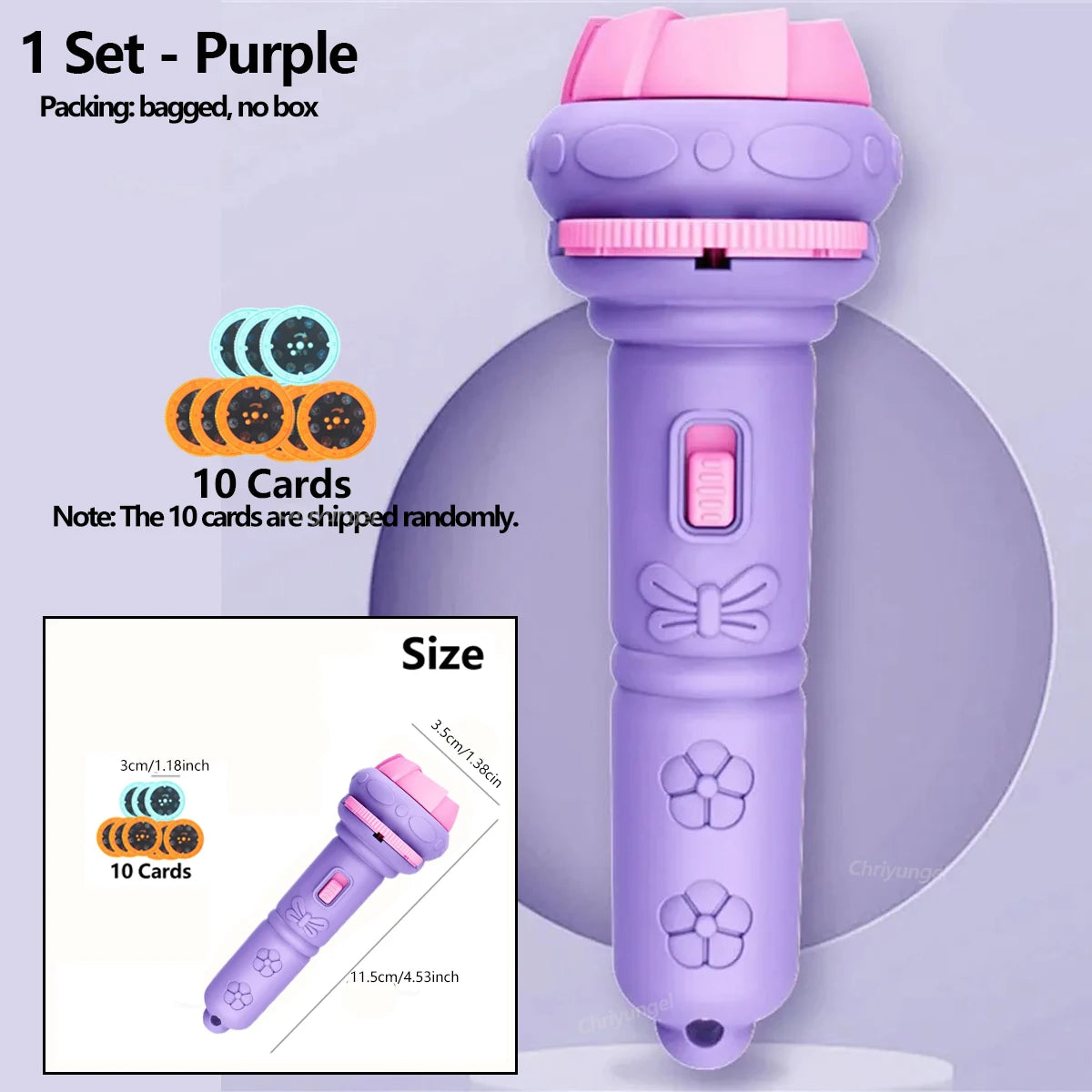 Flashlight with 10 Cards and 80 Image Cartoon Night Light Projector