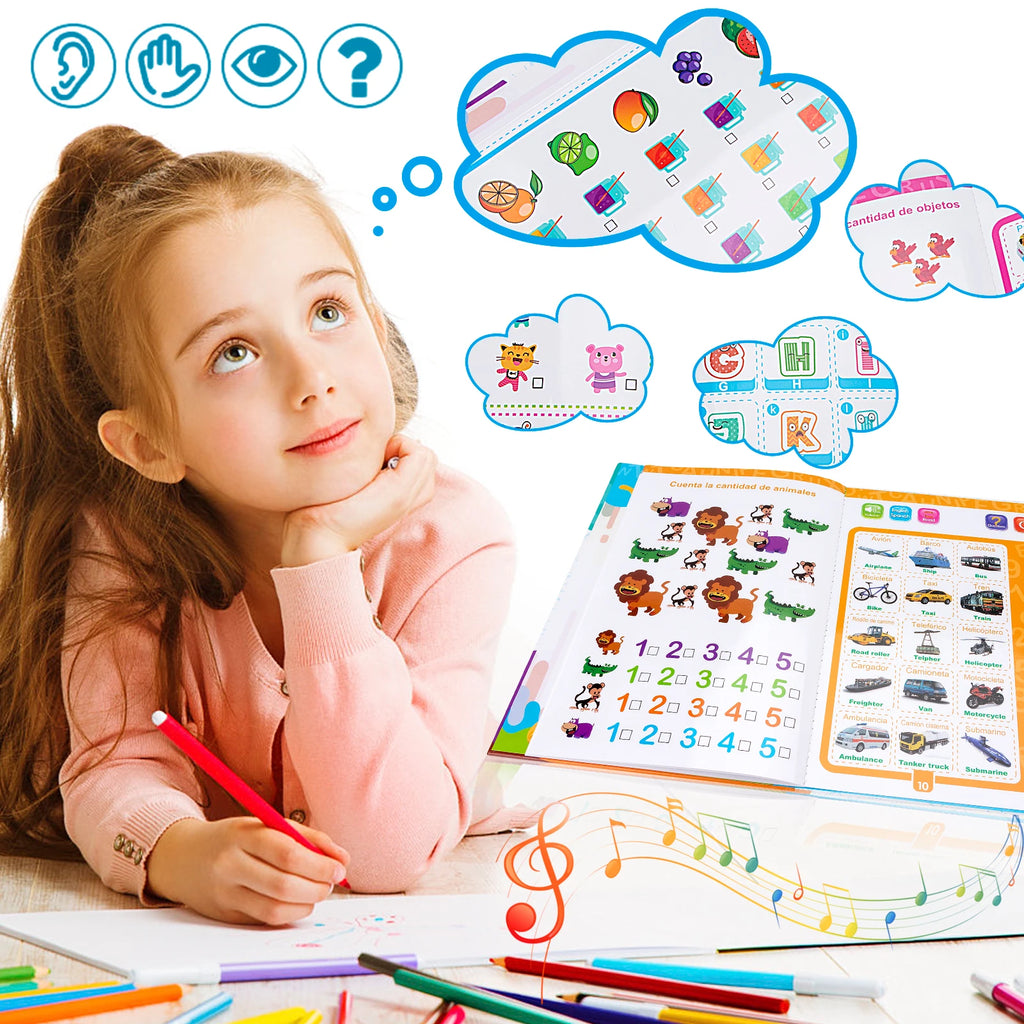English Spanish Language Reading Book Multifunction Reading Machine Learning for Kid Early Education E-Book Teaching Toys Gifts