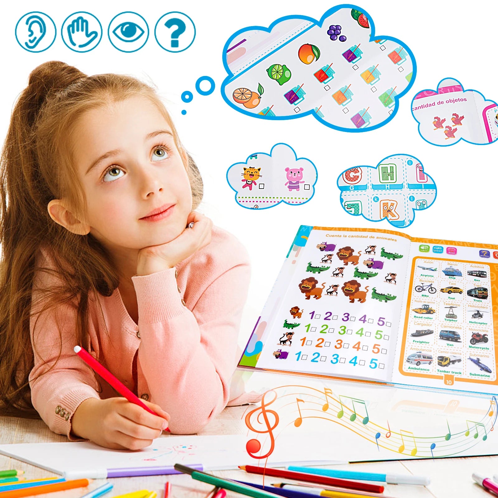 English Spanish Language Reading Book Multifunction Reading Machine Learning for Kid Early Education E-Book Teaching Toys Gifts